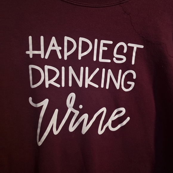 Women's Crew Neck Sweater - Happiest Drinking Wine - Burgundy - Picture 5 of 7